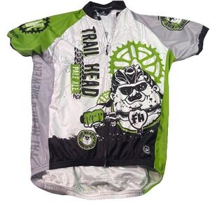 Canari Fat Head's Brewery Cycling Jersey Full Zip Mens Green EUC READ